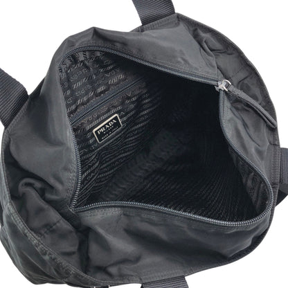 PRADA Tessuto Triangle Logo Front Zipper Totebag Black Vintage vda5bg