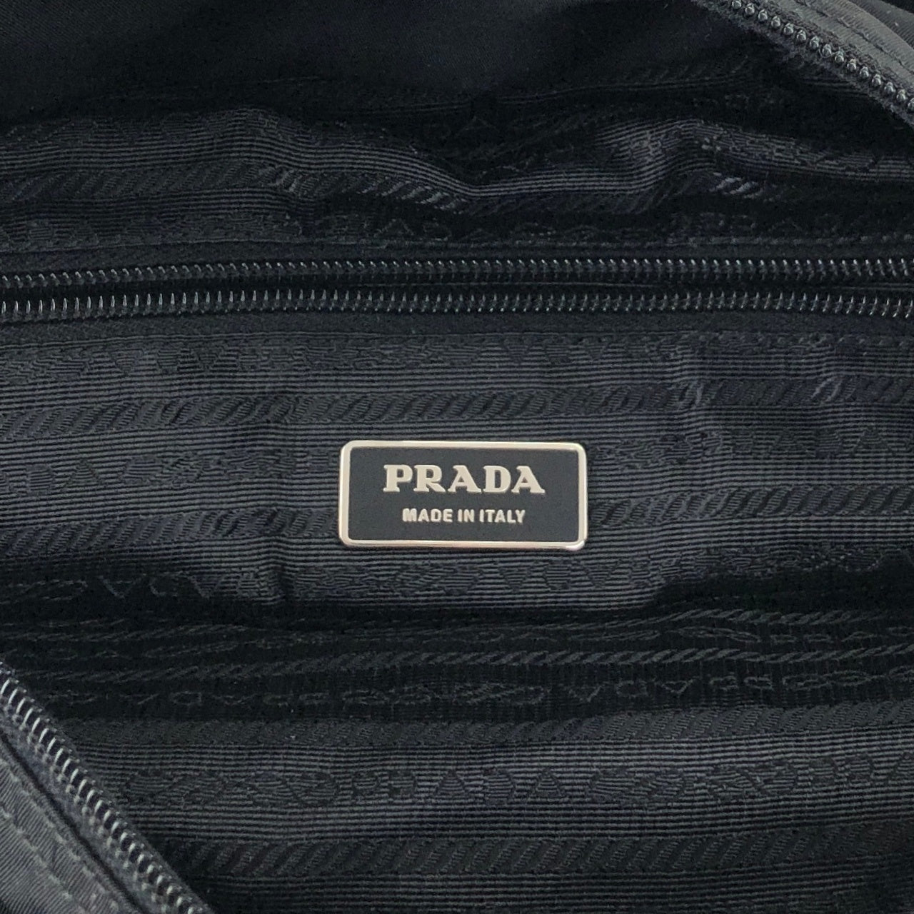 PRADA Tessuto Triangle Logo Front Pocket Two-way Handbag Shoulder bag Black Vintage kuap33