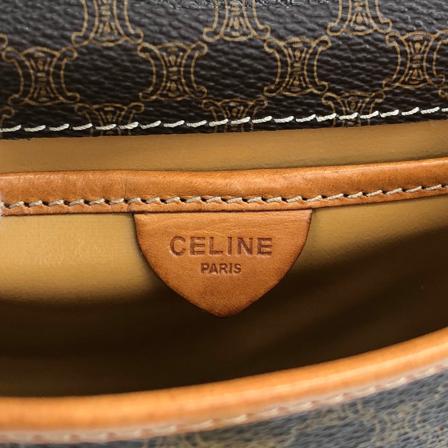 CELINE Macadam Logo Shoulder bag Brown Vintage ajpy3m