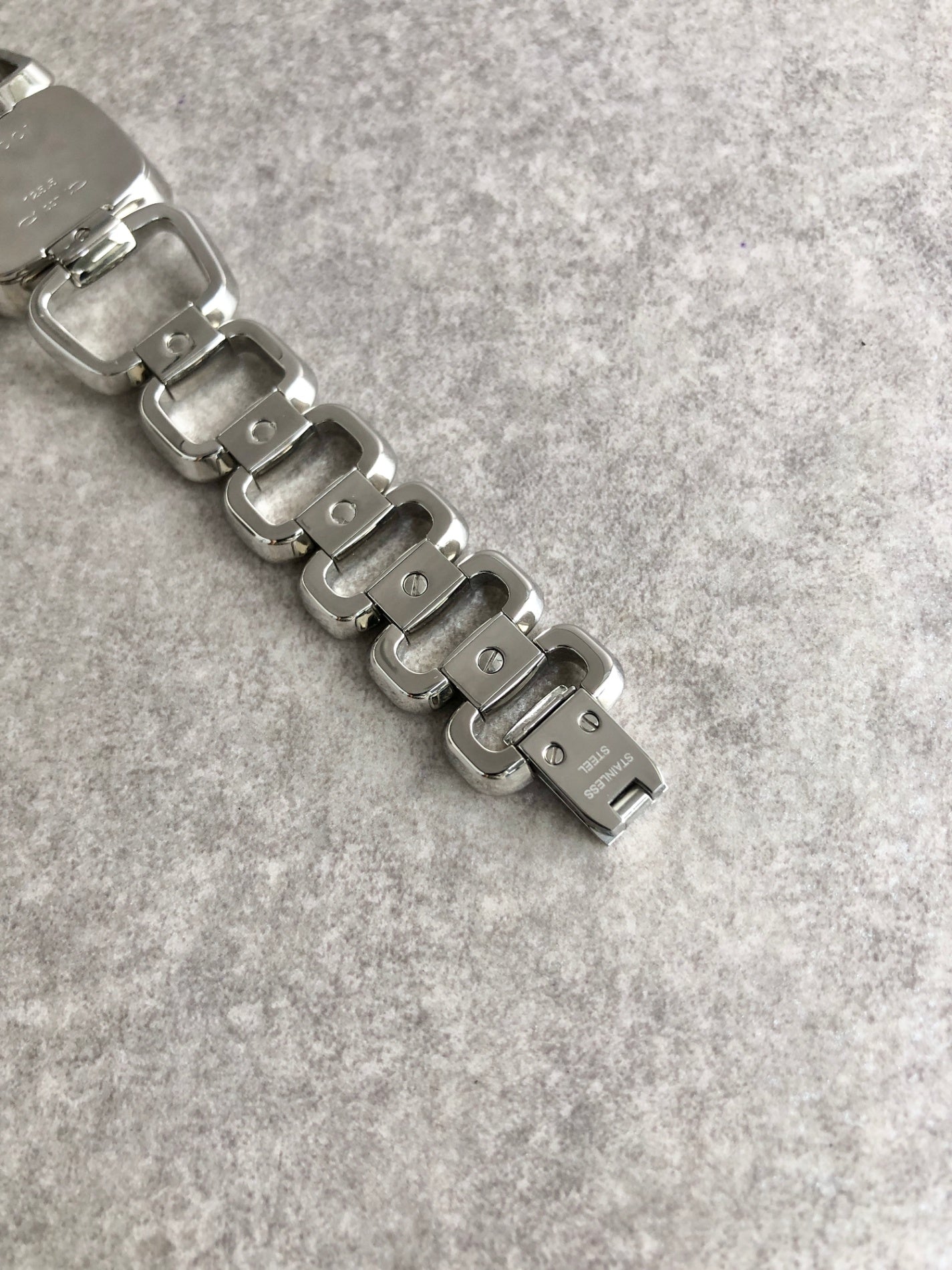 GUCCI Logo Quartz Watch Silver 125.5 Vintage aedihi