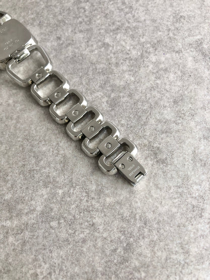 GUCCI Logo Quartz Watch Silver 125.5 Vintage aedihi