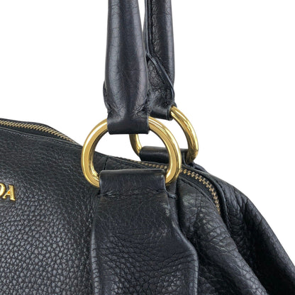 PRADA Logo Handbag Totebag Black Vintage 7zspmn