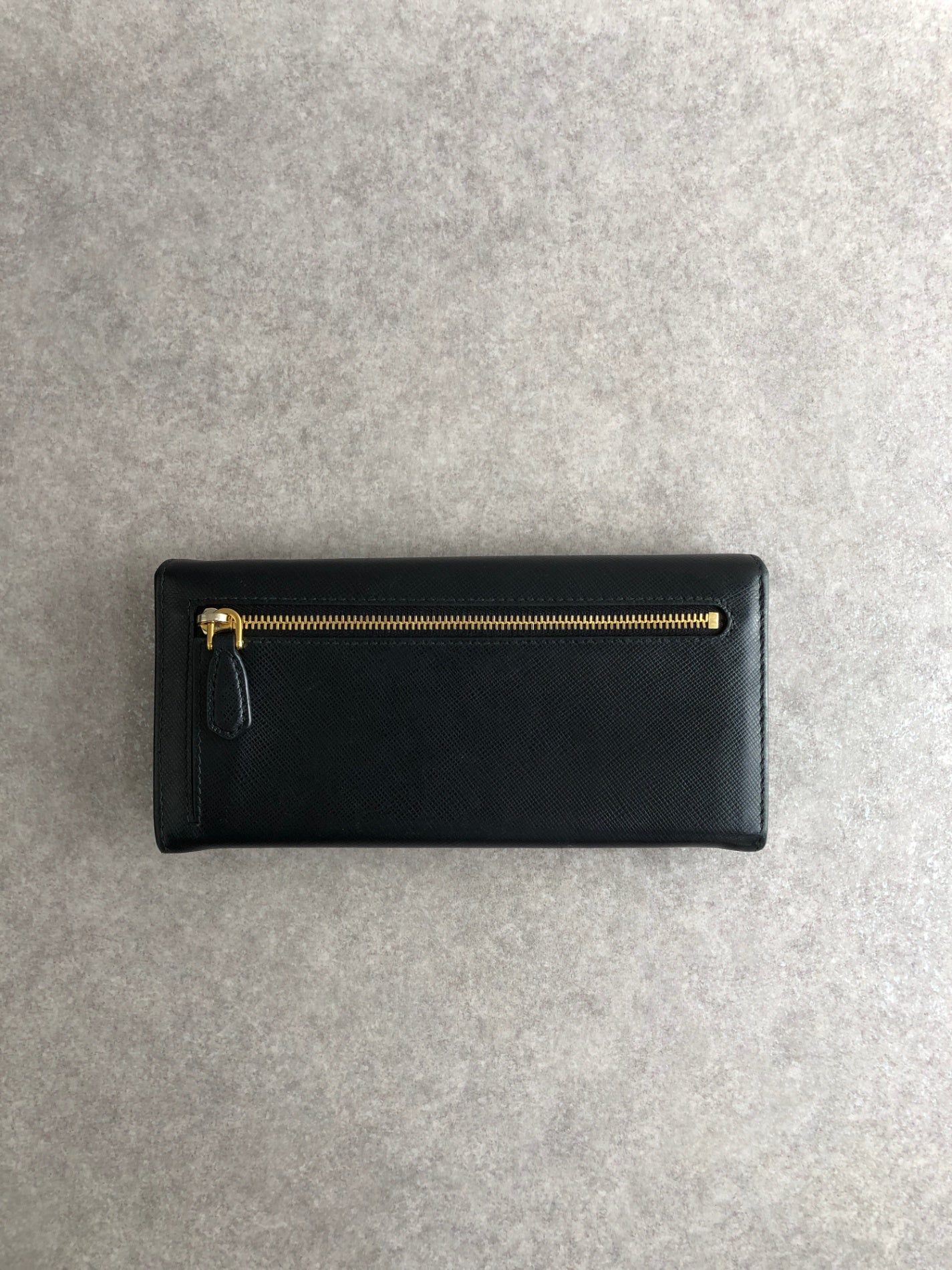 PRADA Triangle Logo Folded Wallet Black Vintage mia8ai