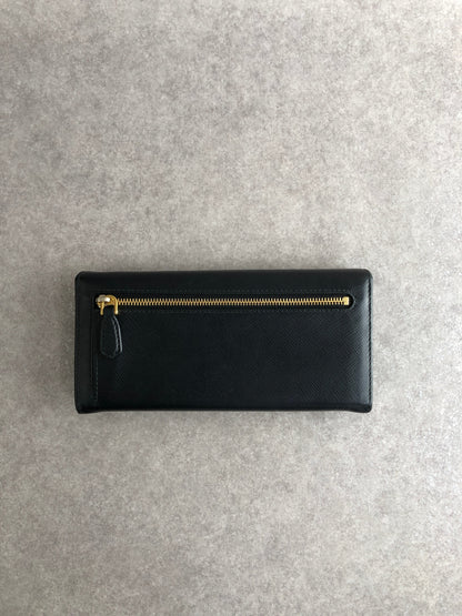 PRADA Triangle Logo Folded Wallet Black Vintage mia8ai