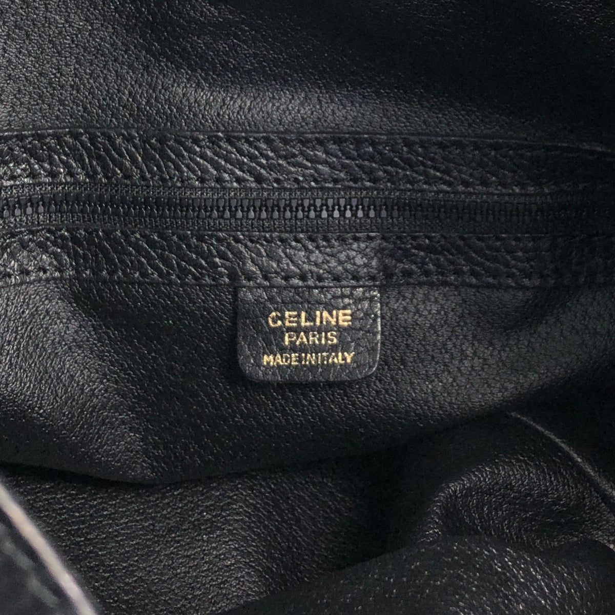 CELINE Gancini Front Pocket Drawstring Shoulder bag Black Vintage 3gt2jh