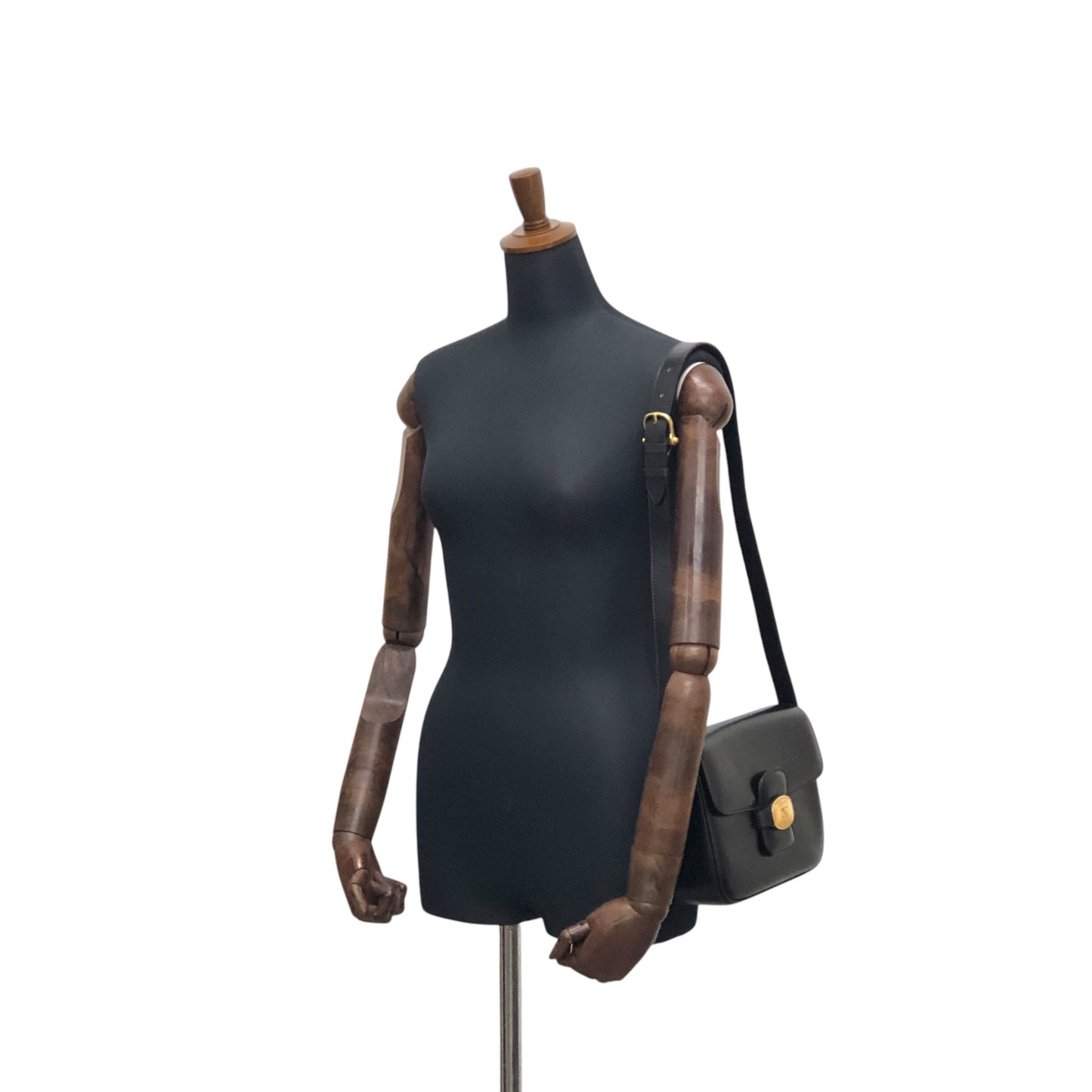 CELINE Triomphe Shoulder bag Black Vintage n24pjw