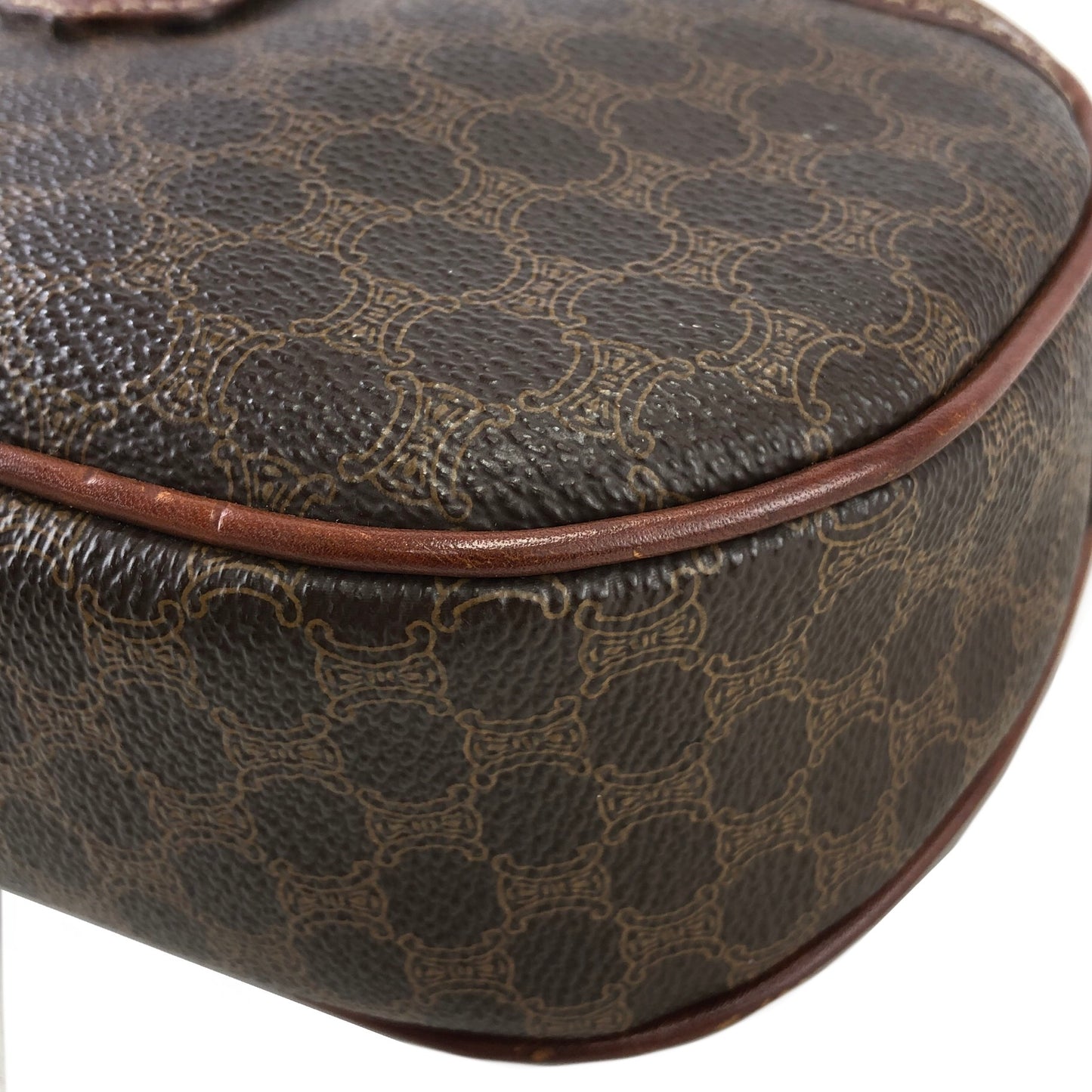 CELINE Macadam Blason Leather Shoulder bag Round bag Brown Vintage 6v63xp