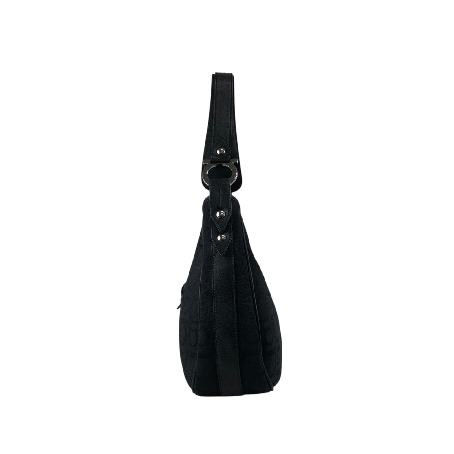 Salvatore Ferragamo Gancini Shoulder bag Black Vintage fxsbuf