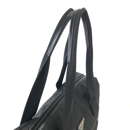 PRADA Triangle Logo Nylon Handbag Boston bag Black Vintage aki77w