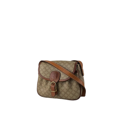 CELINE Macadam Front Buckle  Shoulder bag Beige Vintage hx87nm