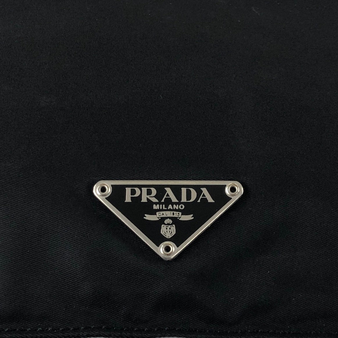 PRADA Tessuto Triangle Logo Shoulder bag Black Vintage h7a6s3