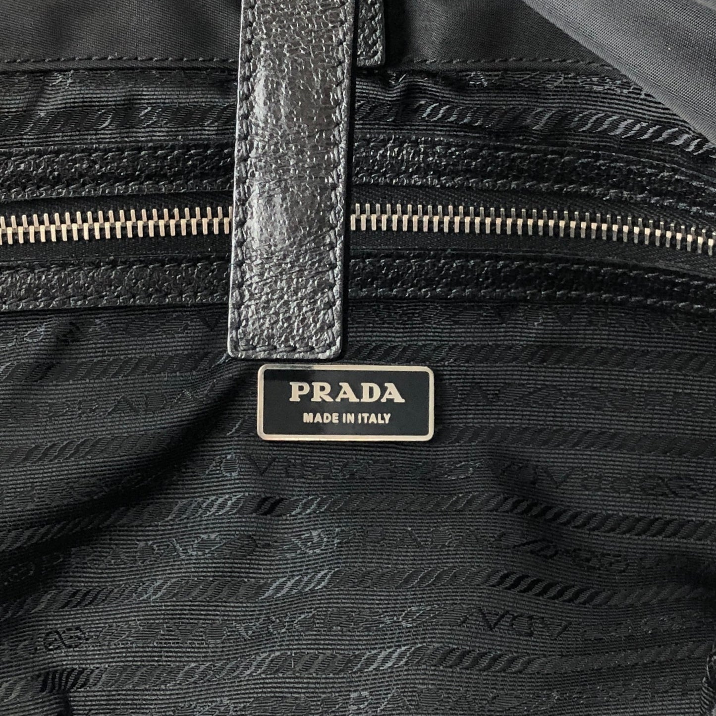 PRADA Tessuto Triangle Logo Front Buckle Shoulder bag Black Vintage 2arab2