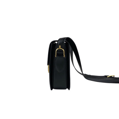 CELINE Horse Carriage Crossbody Shoulder bag Black Vintage 4mrnet