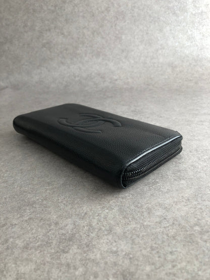 CHANEL Coco Mark Long Wallet Black Vintage cvjxwf