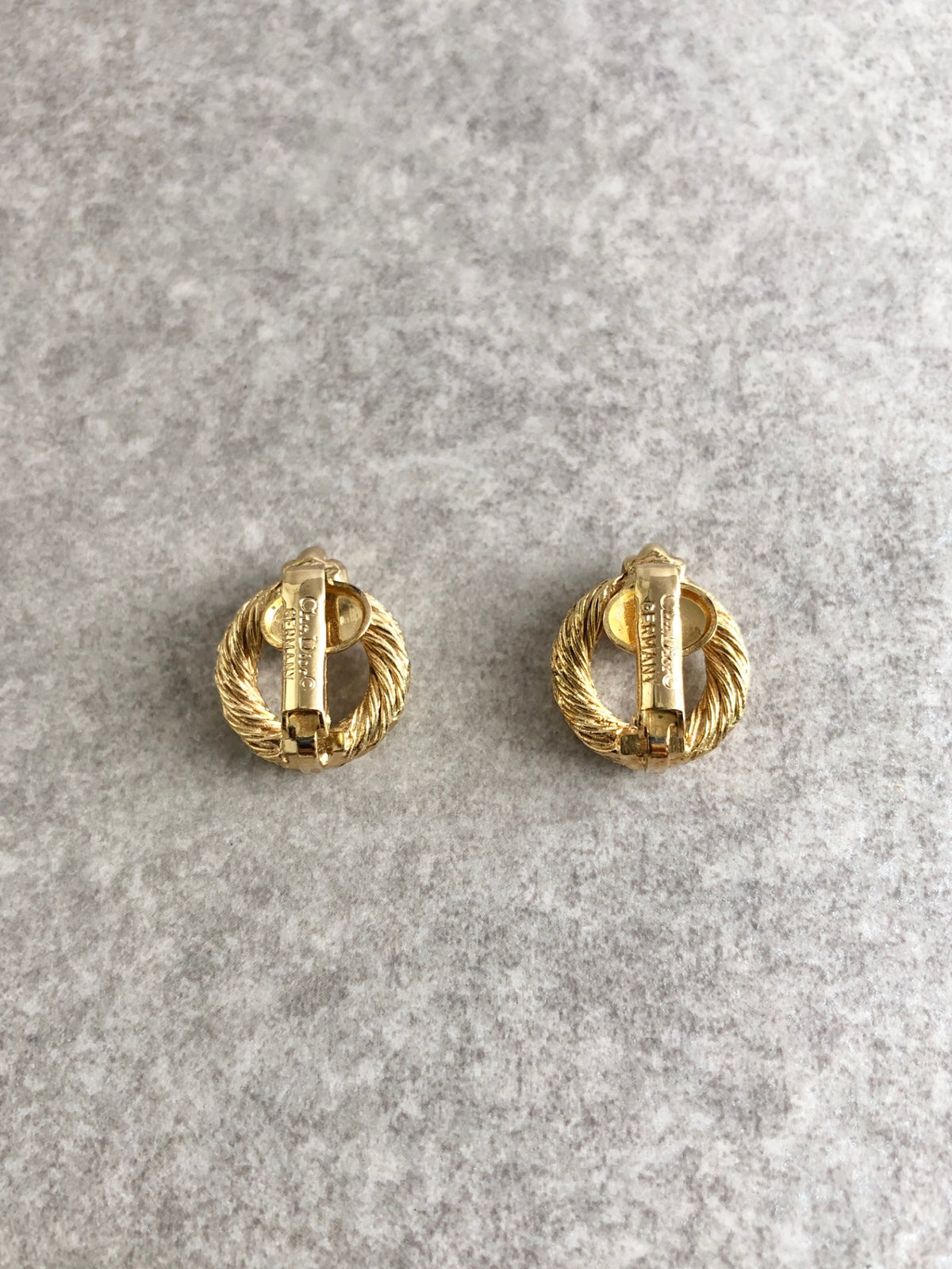 Christian Dior Circle Motif Earrings Gold Vintage 8j3haa