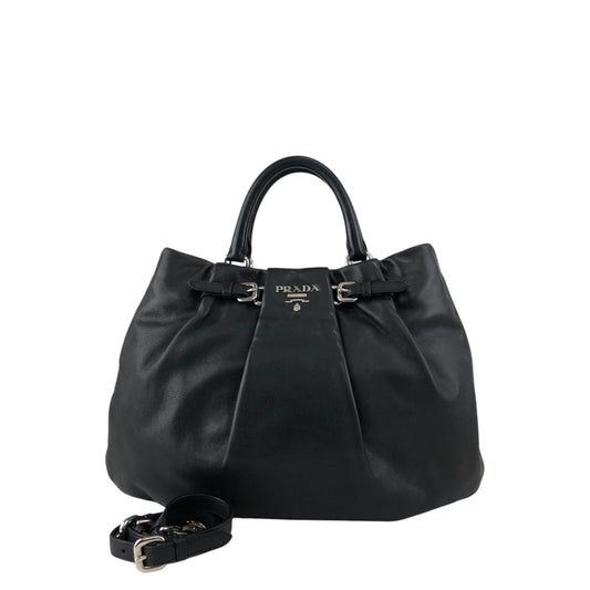 PRADA Logo Two-way Handbag Shoulder bag Black Vintage eyvgcr