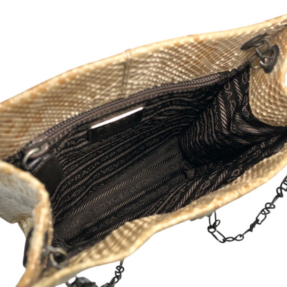 PRADA Triangle Logo Chain Shoulder bag Beige Vintage 6b4rwd