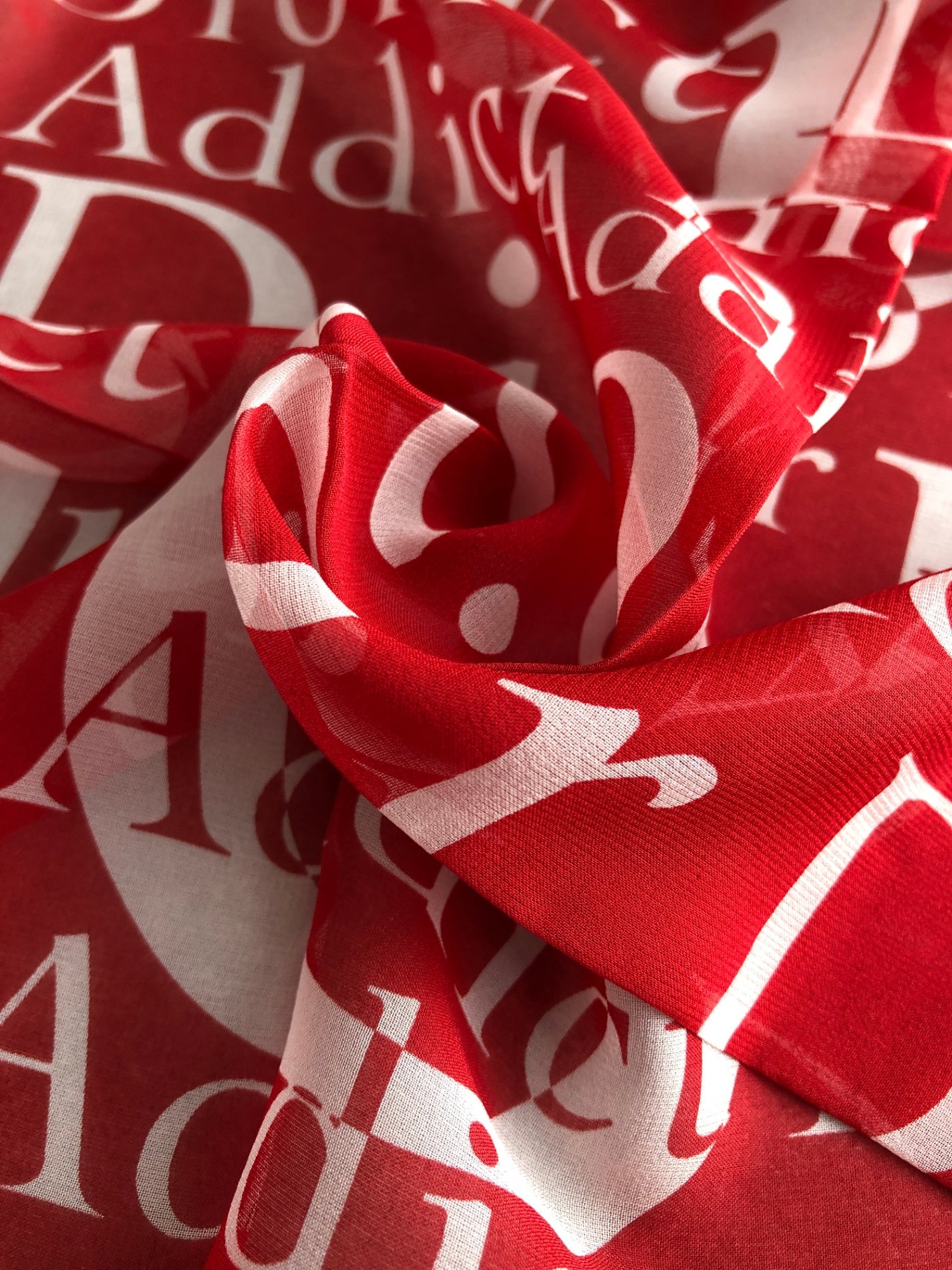 Christian Dior Logo Silk Scarf Red×White Vintage kgmry8