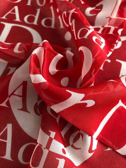 Christian Dior Logo Silk Scarf Red×White Vintage kgmry8