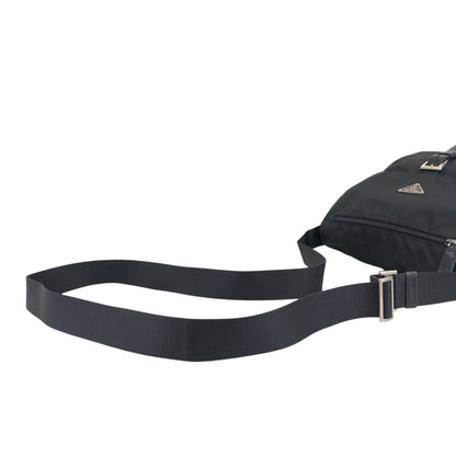 PRADA Triangle Logo Front Buckle Shoulder bag Black Vintage vzwn5s