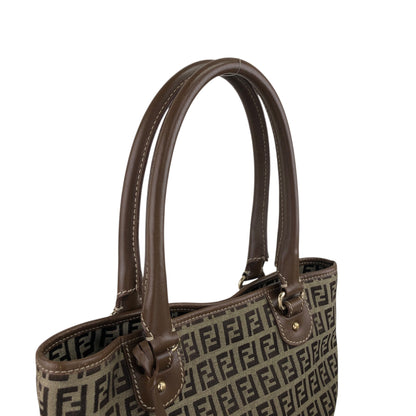 FENDI Zucchino Charm Handbag Brown Vintage 5ackrv
