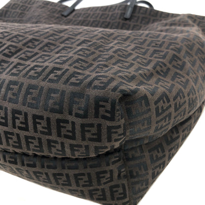FENDI Zucchino  Canvas Handbag  Totebag Brown Vintage c343jc