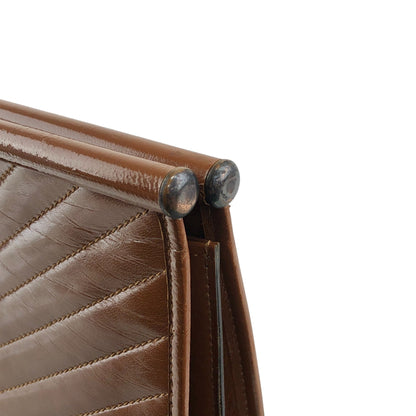 Yves Saint Laurent YSL Logo Cassandra Bias Stitch Clutch bag Brown Vintage i6mndi