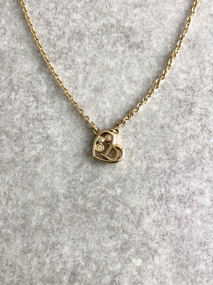 Christian Dior Heart Motif Necklace Gold Vintage 8guxy2