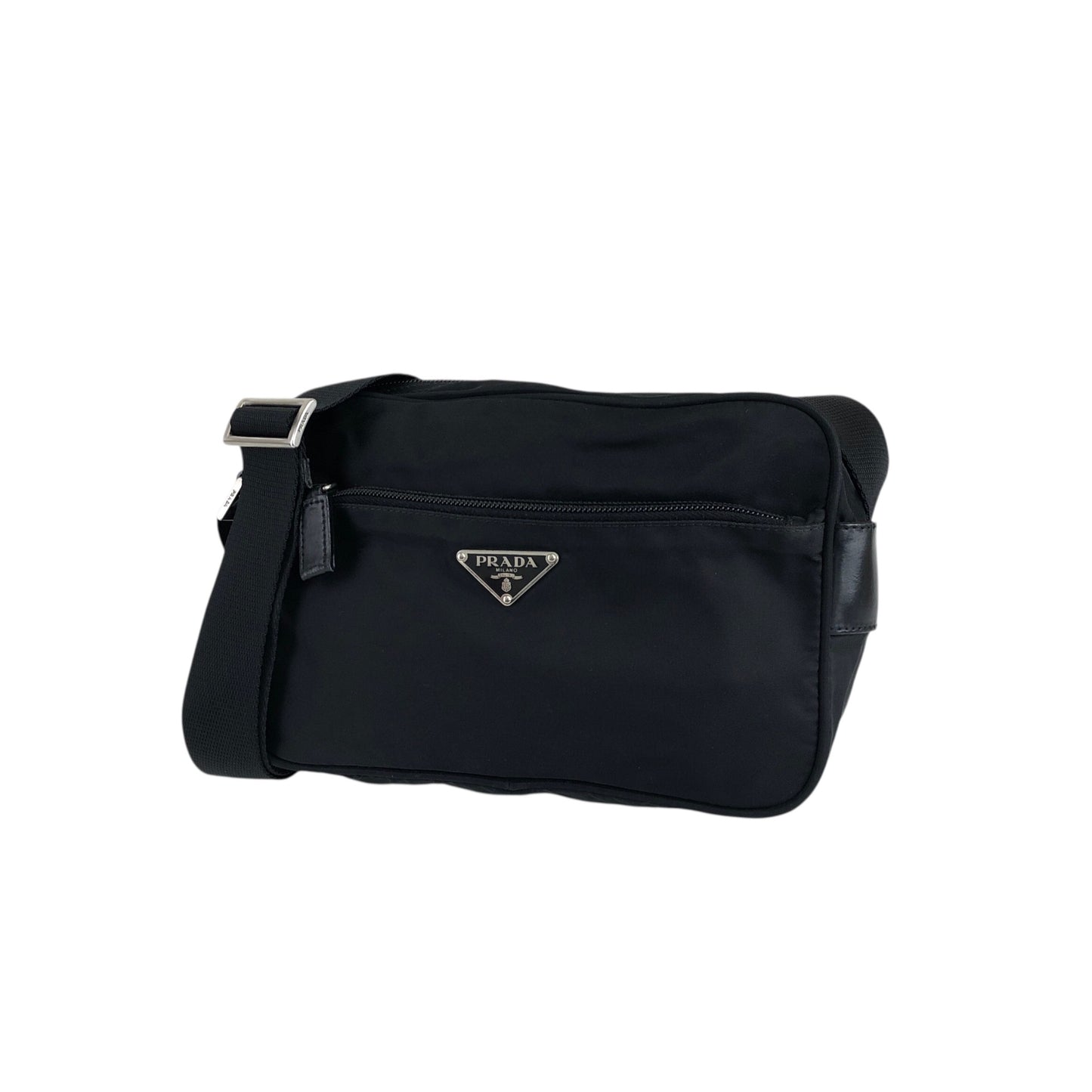 PRADA Tessuto Triangle Logo Shoulder bag Black Vintage rjf7np