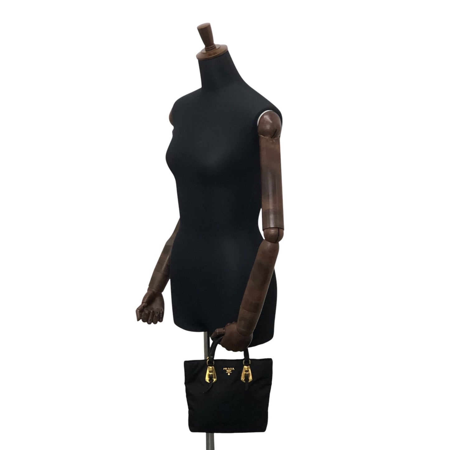 PRADA Logo Handbag Black Vintage zm3r7k