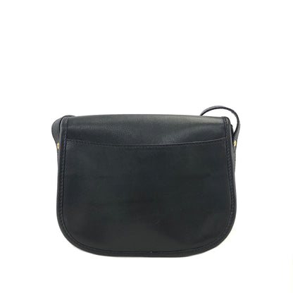 CELINE Gancini Flap Leather Shoulder bag Round bag Black Vintage btrkh7