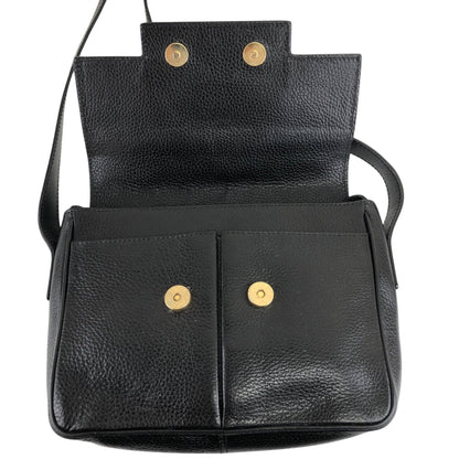CELINE Logo Embossed Shoulder bag Black Vintage 66np7h