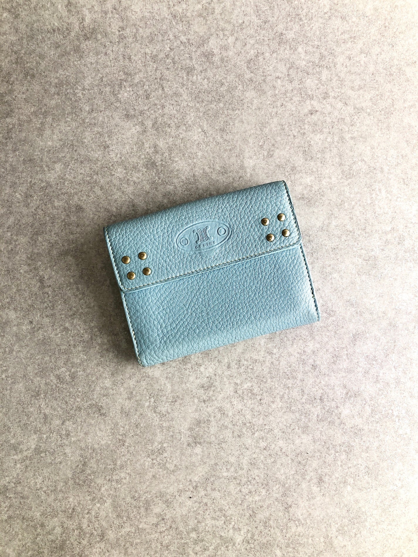 CELINE Triomphe Folded Wallet Blue Vintage hwhyez