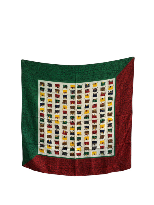Christian Dior SILK Scarf Green×Red Vintage 8y4rtg