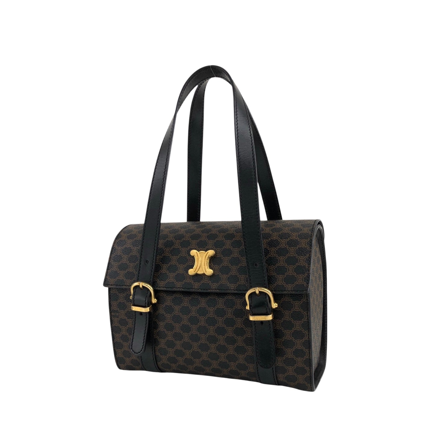 CELINE Macadam Handbag Vanity bag Black Vintage c64kav