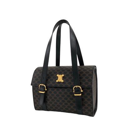 CELINE Macadam Handbag Vanity bag Black Vintage c64kav