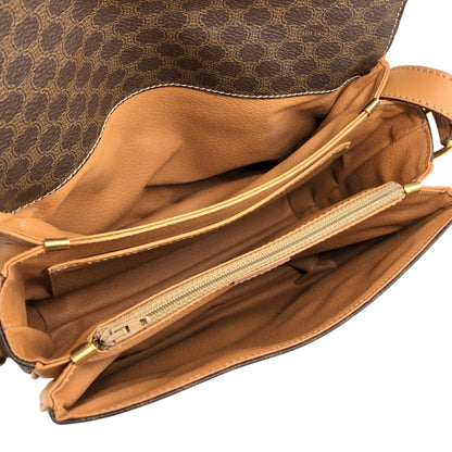 CELINE Macadam Blason Front Buckle Shoulder bag Brown Vintage zfp76j
