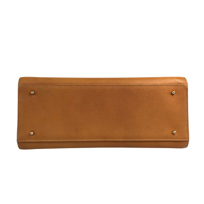 VALENTINO GARAVAN Medal Motif  Handbag Camel Vintage yg5ysc
