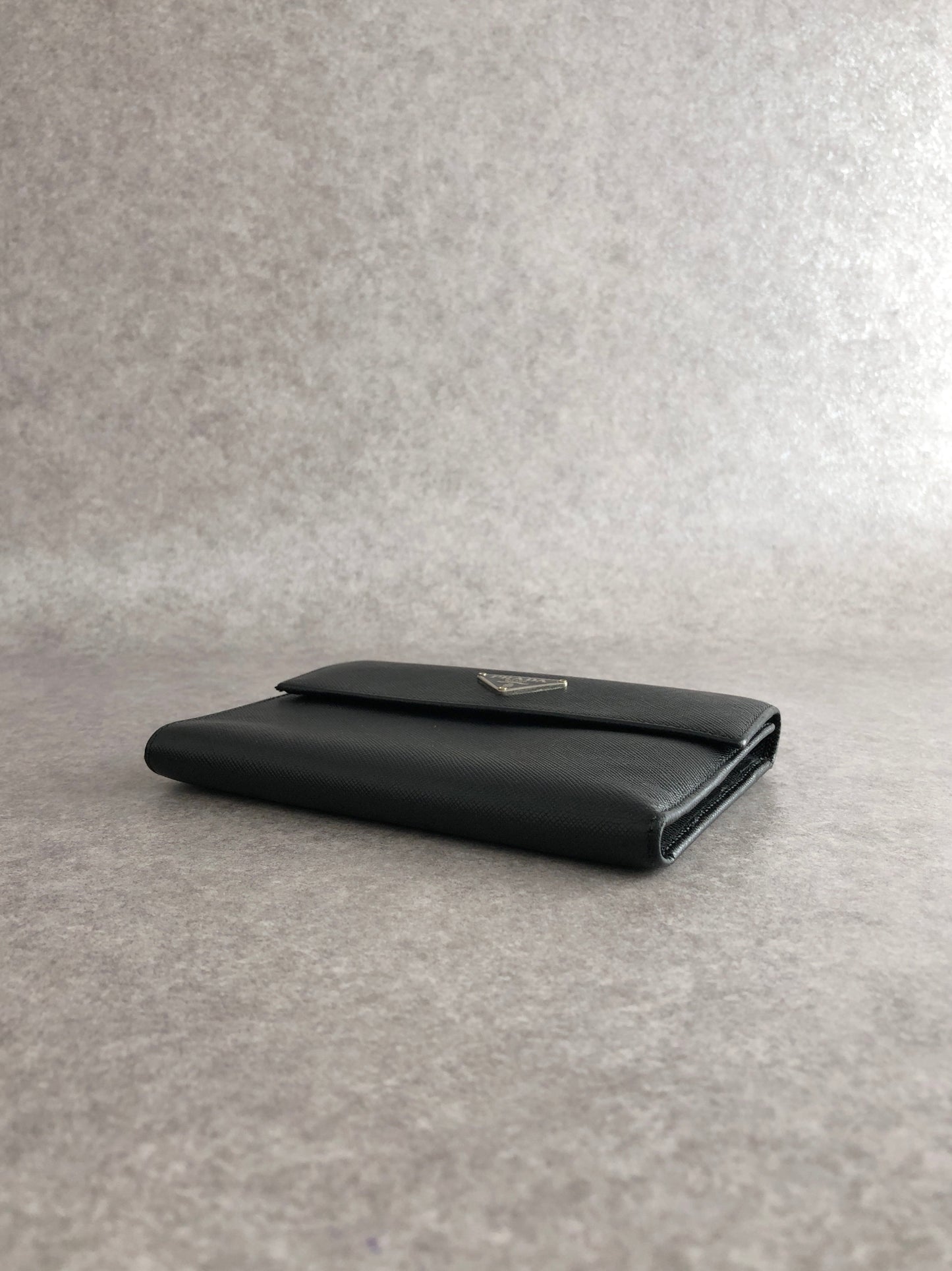 PRADA Triangle Logo Folded Wallet Black Vintage xvag4c