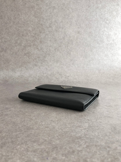 PRADA Triangle Logo Folded Wallet Black Vintage xvag4c