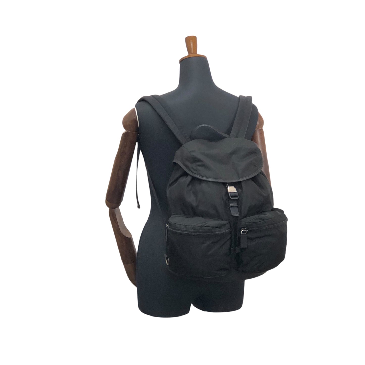 PRADA Triangle Logo Backpack Black Vintage yp56er