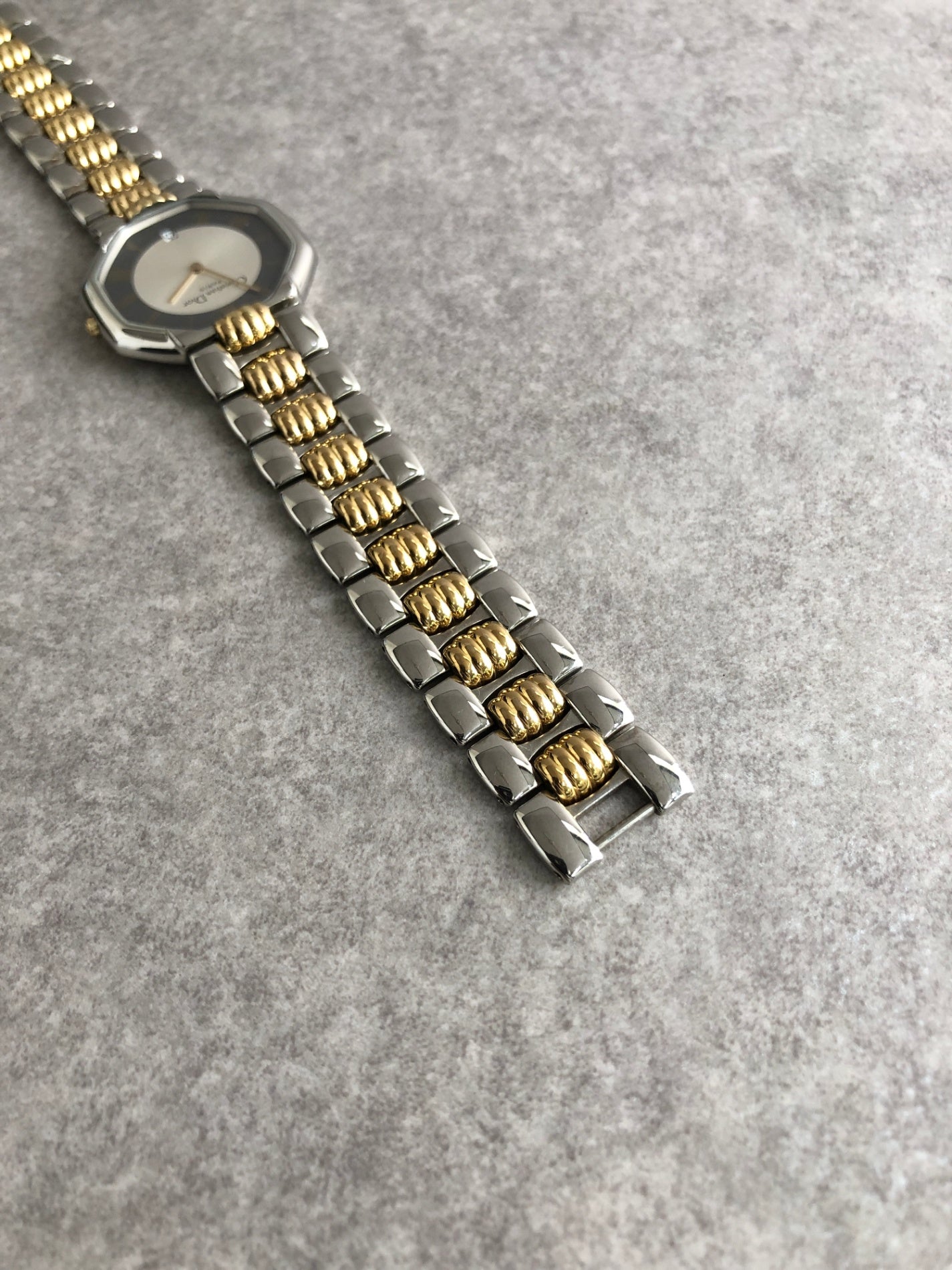 Christian Dior Octagon Watch Gold×Silver D45-204 QZ Vintage 6u2khk