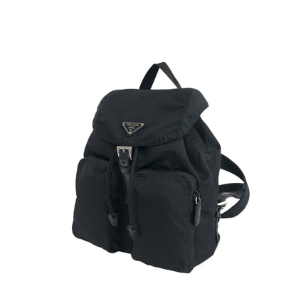 PRADA Triangle Logo Double Pocket Backpack Black Vintage u4u7vk