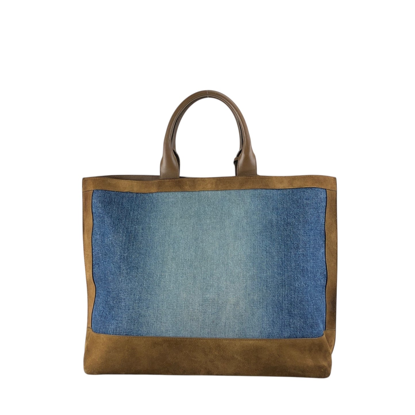 Yves Saint Laurent YSL Logo Totebag Indigo×Brown Vintage tgpnxk