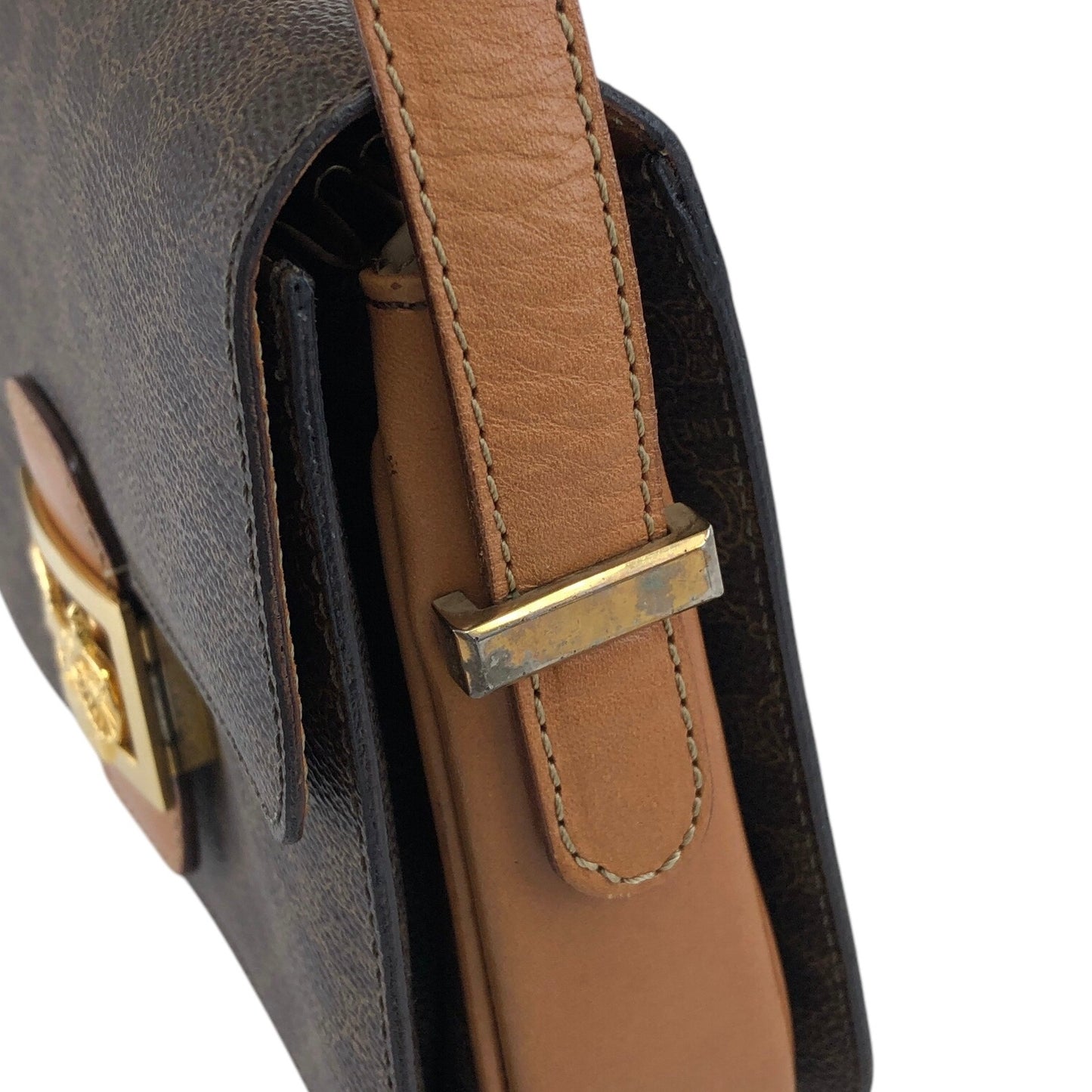 CELINE Macadam Horse Carriage Shoulder bag Brown Vintage dccdnx