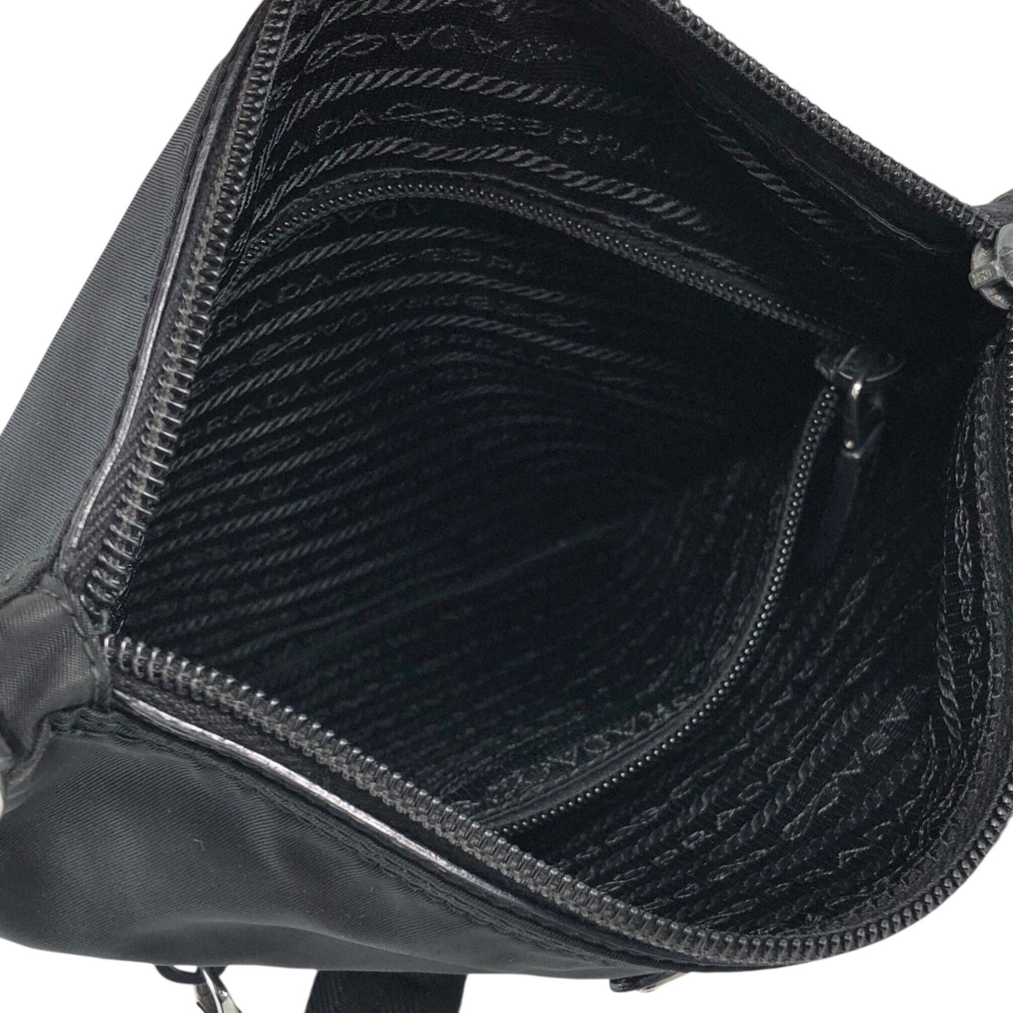 PRADA Tessuto Triangle Logo Shoulder bag Black Vintage b7upke