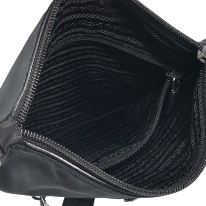 PRADA Tessuto Triangle Logo Shoulder bag Black Vintage b7upke