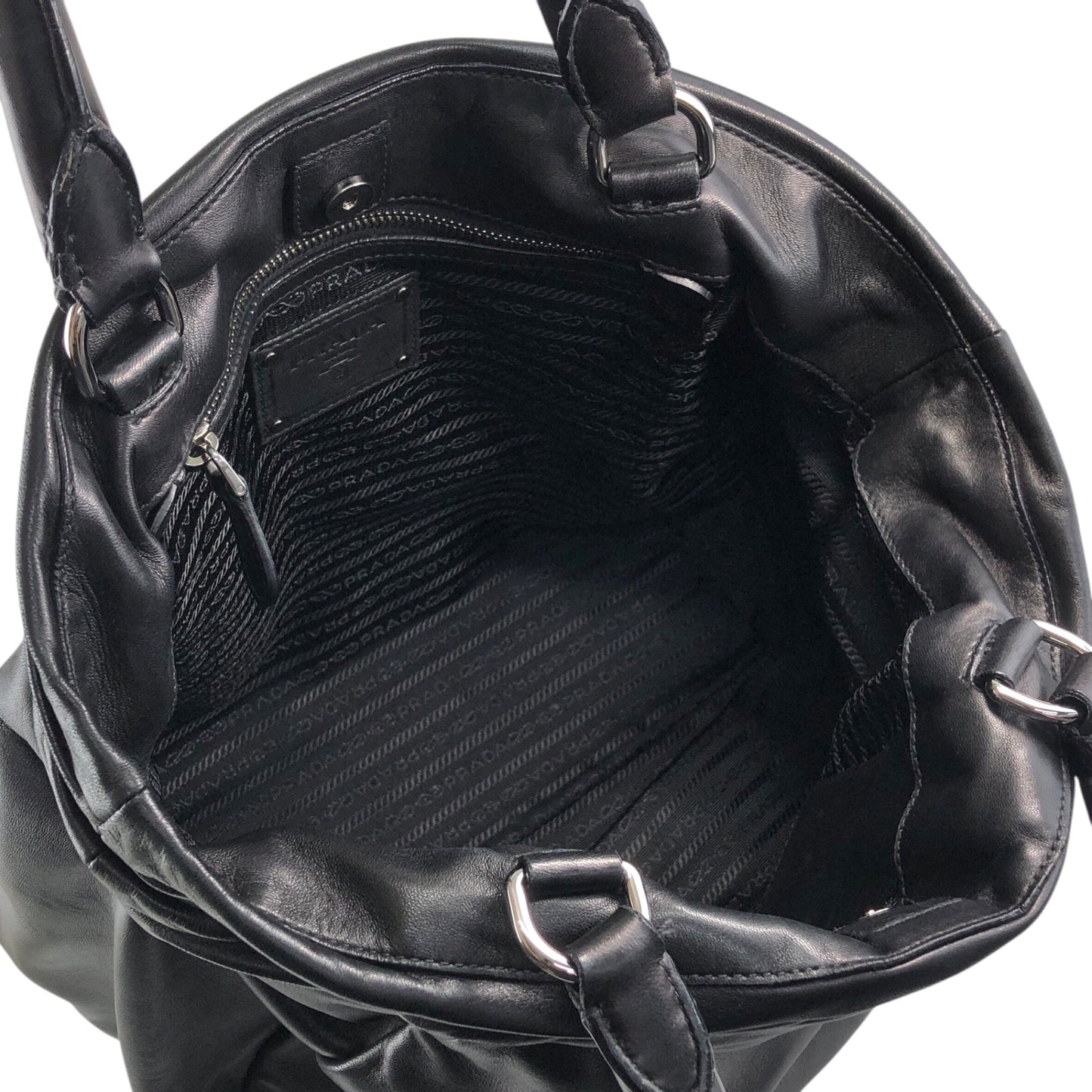 PRADA Logo Handbag Black Vintage bkzmzt