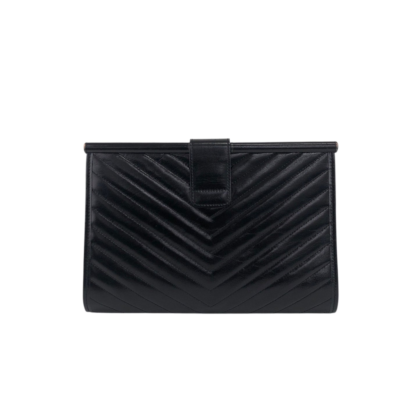 Yves Saint Laurent YSL Logo Clutch bag Black Vintage xv8d62