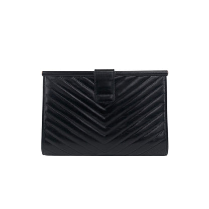 Yves Saint Laurent YSL Logo Clutch bag Black Vintage xv8d62